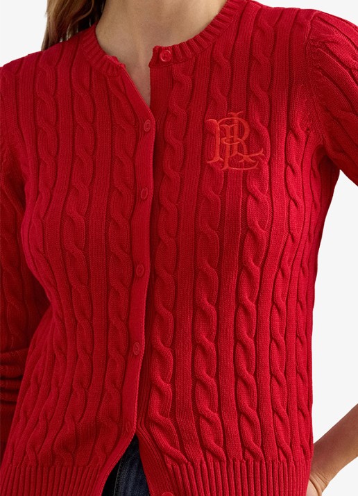 Ralph Lauren Kabelgebreid vest met logoborduring - detail 3 cruise red / rood