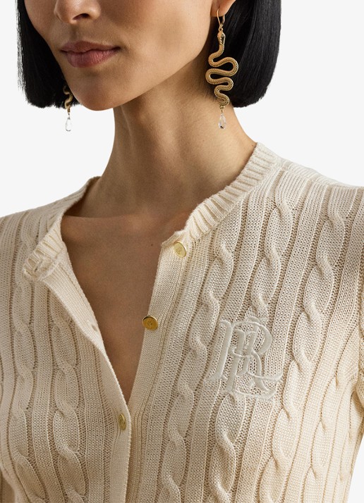 Ralph Lauren Kabelgebreid vest met logoborduring - detail 2 mascarpone crème / crème