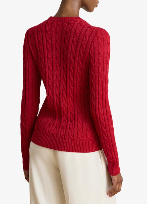 Ralph Lauren Kabelgebreid vest met logoborduring - achterkant 5 ralph red / rood