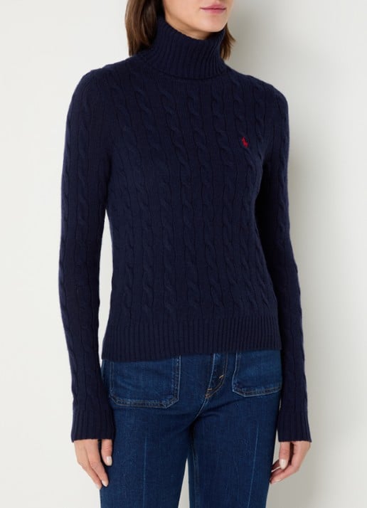 Ralph Lauren Kabelgebreide coltrui in kasjmierblend met logoborduring