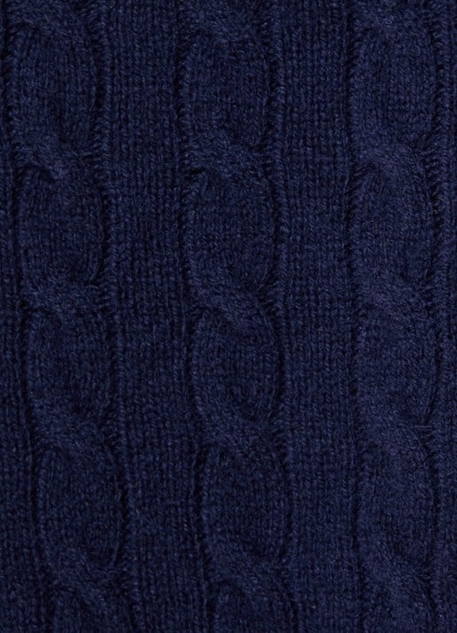 Ralph Lauren Kabelgebreide coltrui in kasjmierblend met logoborduring - detail 2 hunter navy / donkerblauw
