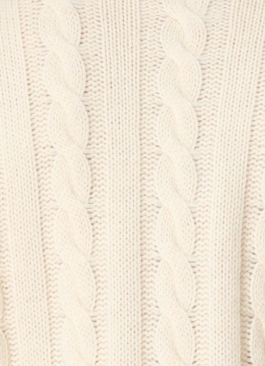 Ralph Lauren Kabelgebreide coltrui in kasjmierblend - detail 4 ivoor