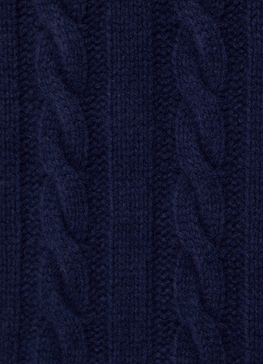 Ralph Lauren Kabelgebreide coltrui in kasjmierblend - detail 2 donkerblauw