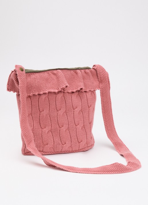 Ralph Lauren Kabelgebreide crossbodytas met logoborduring - achterkant roze