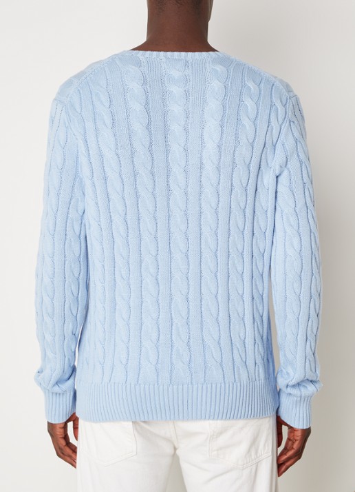 Ralph Lauren Kabelgebreide katoenen trui - achterkant 3 bleubell-2xvo