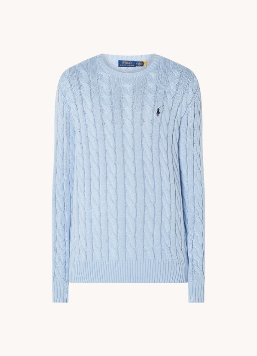 Ralph Lauren Kabelgebreide katoenen trui - voorkant bleubell-2xvo