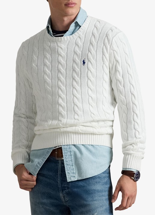 Ralph Lauren Kabelgebreide katoenen trui - detail white-2wcf