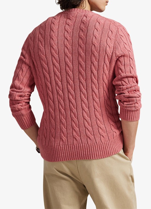 Ralph Lauren Kabelgebreide katoenen trui - achterkant 5 strawberry gelato hthr-45qb