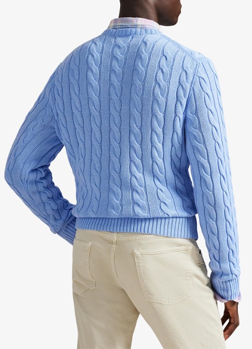 Ralph Lauren Kabelgebreide katoenen trui - achterkant 3 austin blue-2yh1