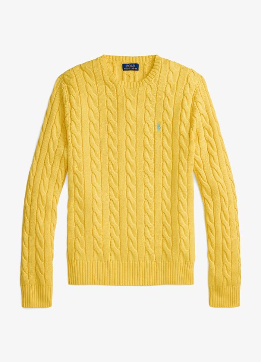 Ralph Lauren Kabelgebreide katoenen trui - voorkant sunfish yellow-33f4