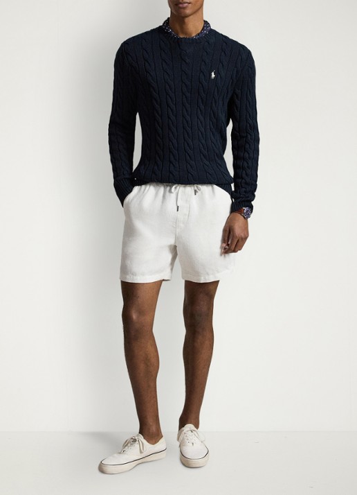 Ralph Lauren Kabelgebreide katoenen trui - detail hunter navy c8135-zx6s