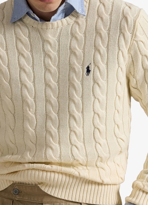 Ralph Lauren Kabelgebreide katoenen trui - detail 7 andover cream / creme