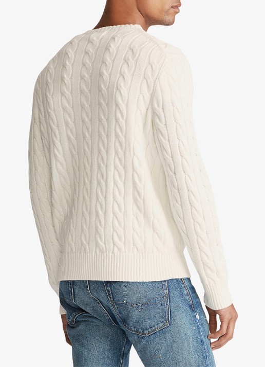 Ralph Lauren Kabelgebreide katoenen trui - achterkant 2 andover cream / creme