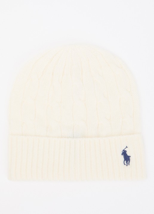 Ralph Lauren Kabelgebreide muts in kasjmierblend met logoborduring