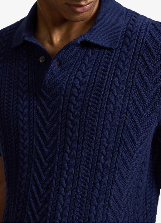 Ralph Lauren Kabelgebreide polo - detail 3 newport navy / donkerblauw