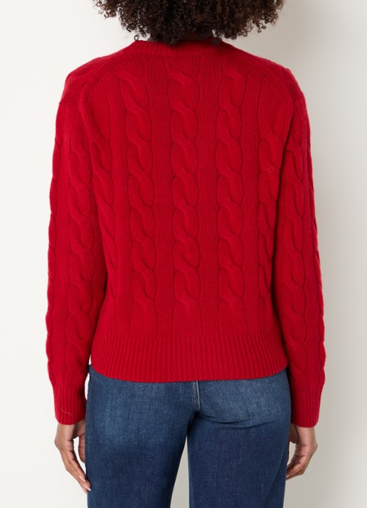 Ralph Lauren Kabelgebreide pullover in kasjmierblend met logoborduring - achterkant 3 rood