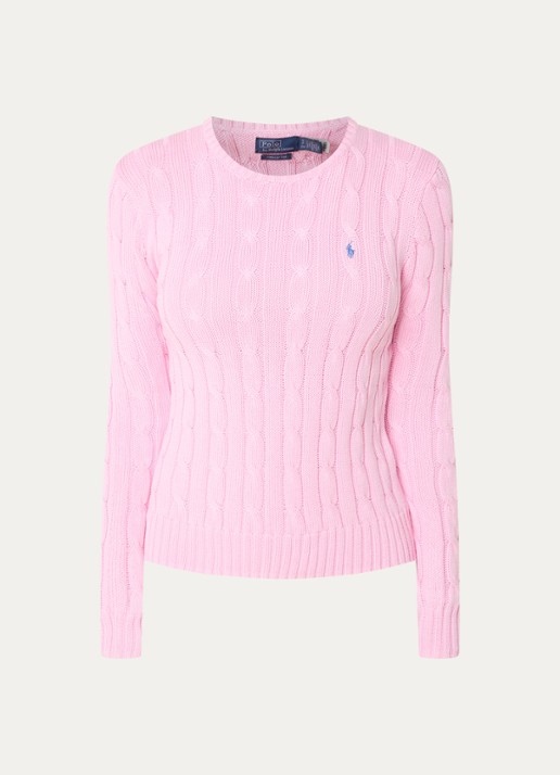 Ralph Lauren Kabelgebreide pullover met logoborduring - voorkant 3 roze