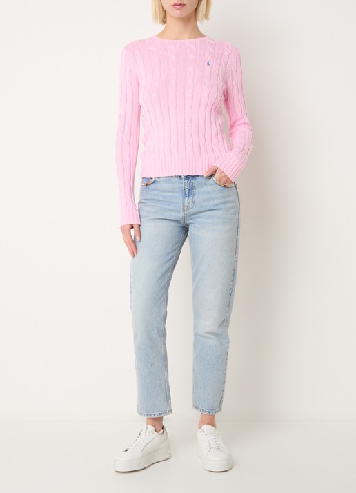Ralph Lauren Kabelgebreide pullover met logoborduring - voorkant 4 roze