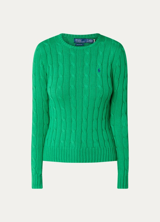 Ralph Lauren Kabelgebreide pullover met logoborduring - voorkant 2 groen