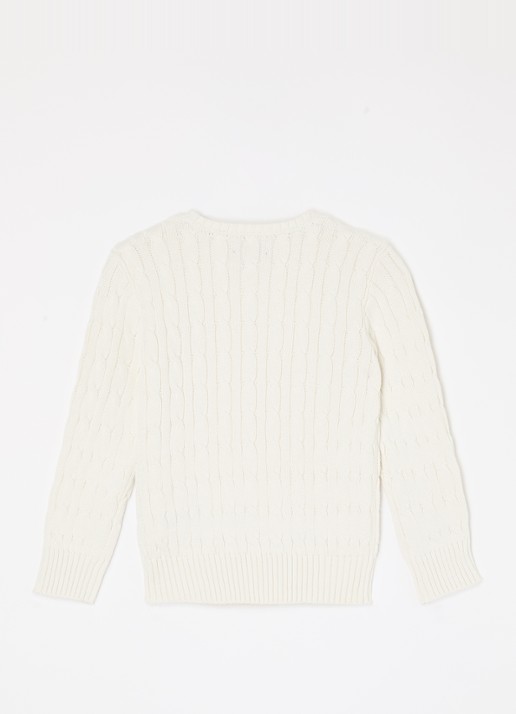 Ralph Lauren Kabelgebreide pullover met logoborduring - voorkant 2 gebroken wit