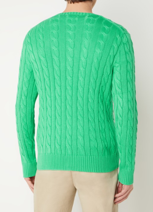 Ralph Lauren Kabelgebreide pullover met logoborduring - achterkant 5 classic kelly-2yzd