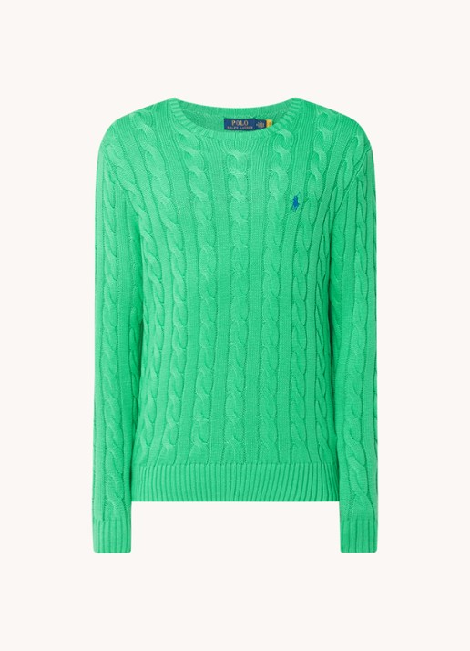 Ralph Lauren Kabelgebreide pullover met logoborduring - voorkant 3 classic kelly-2yzd