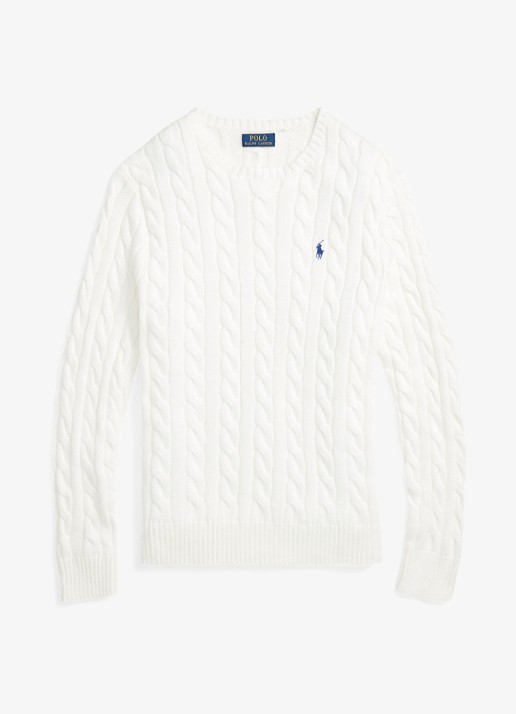 Ralph Lauren Kabelgebreide pullover met logoborduring - voorkant white-2wcf