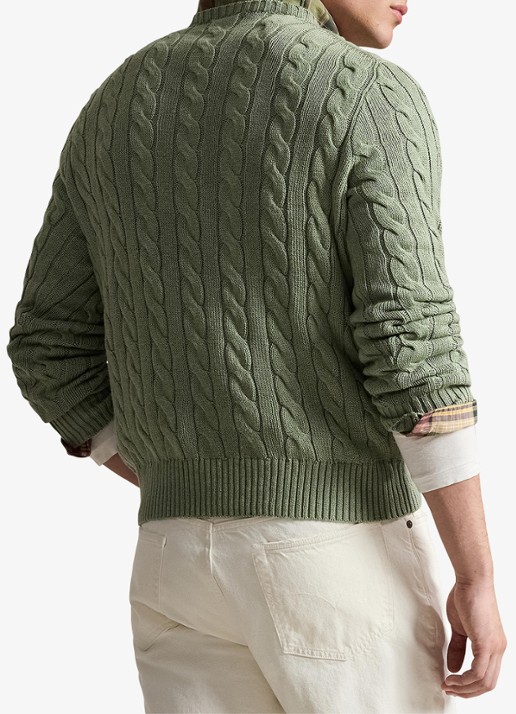 Ralph Lauren Kabelgebreide pullover met logoborduring - achterkant 3 fern green heather-267s