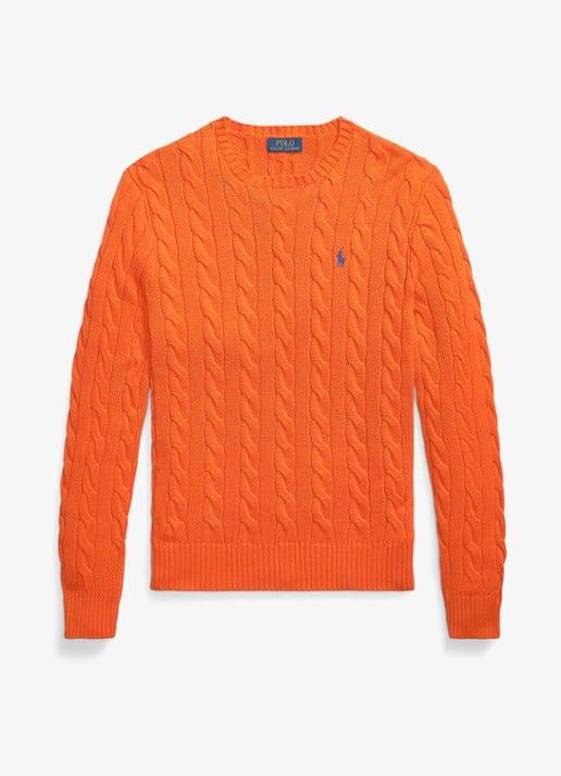 Ralph Lauren Kabelgebreide pullover met logoborduring - voorkant sailing orange-36ph