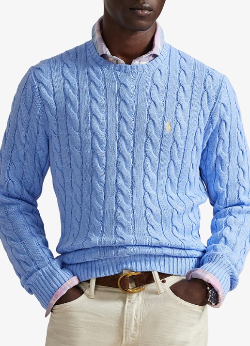 Ralph Lauren Kabelgebreide pullover met logoborduring - detail 4 austin blue-2yh1