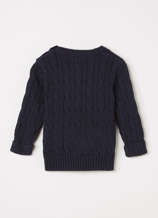 Ralph Lauren Kabelgebreide pullover met logoborduring - voorkant 2 donkerblauw