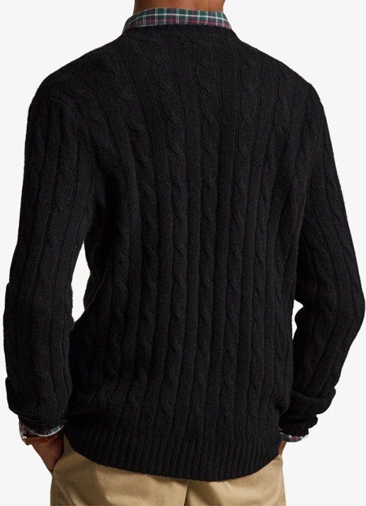 Ralph Lauren Kabelgebreide pullover van kasjmier - achterkant 3 polo black / zwart