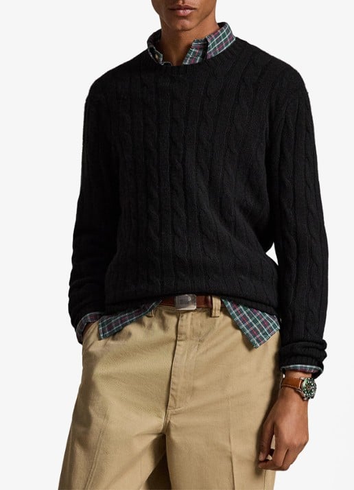 Ralph Lauren Kabelgebreide pullover van kasjmier