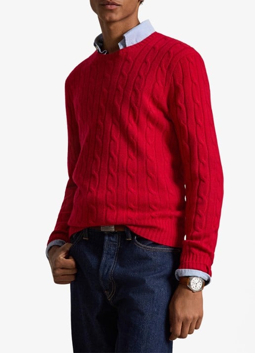 Ralph Lauren Kabelgebreide pullover van kasjmier