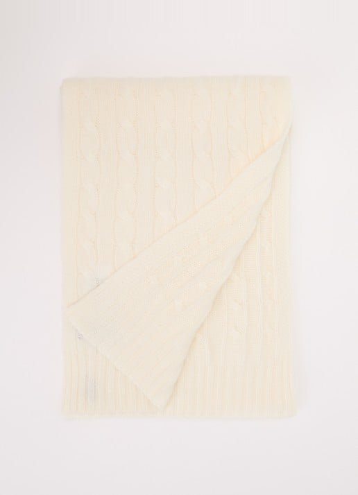Ralph Lauren Kabelgebreide sjaal in kasjmierblend 183 x 27 cm