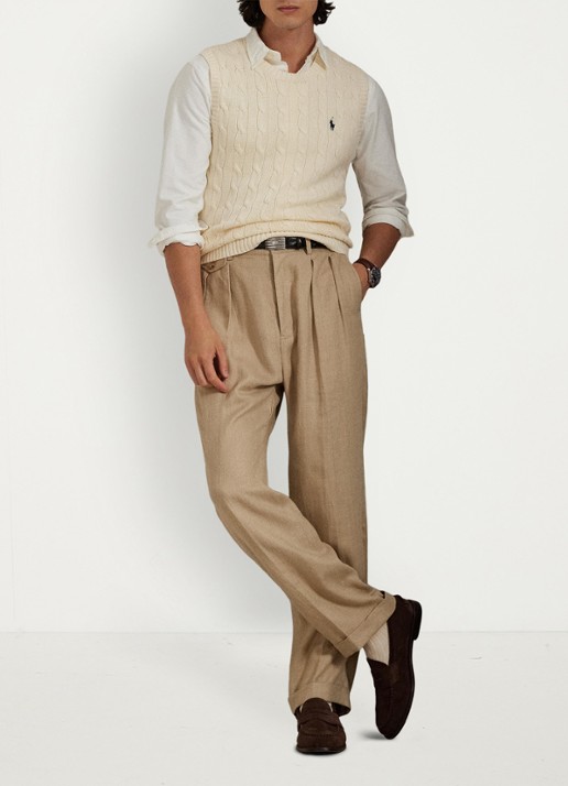 Ralph Lauren Kabelgebreide spencer met logo - detail andover cream / crème