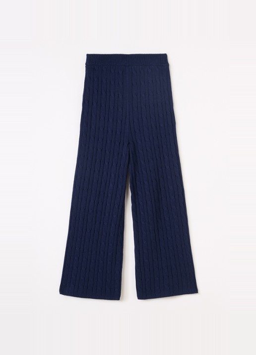 Ralph Lauren Kabelgebreide straight fit broek met logoborduring - voorkant 3 donkerblauw