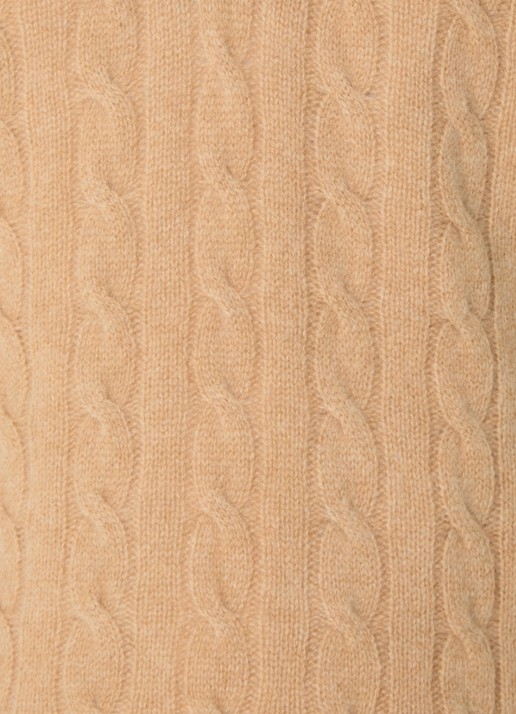 Ralph Lauren Kabelgebreide trui in kasjmierblend met halve rits - detail 7 camel