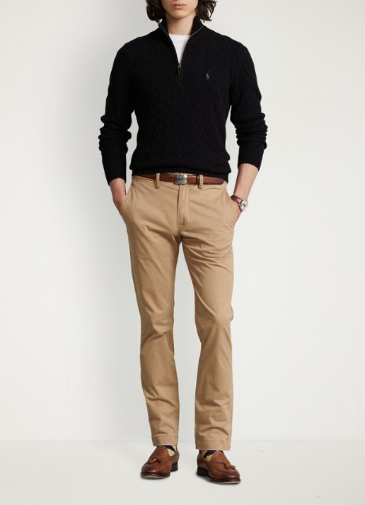 Ralph Lauren Kabelgebreide trui in kasjmierblend met halve rits - detail 3 polo black / zwart