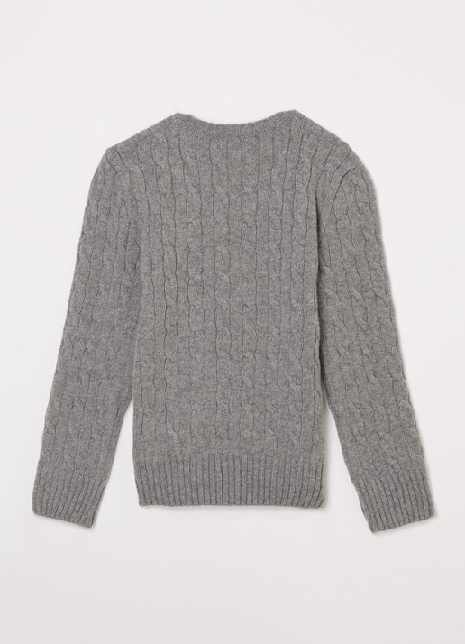Ralph Lauren Kabelgebreide trui in kasjmierblend - voorkant 2 grijs