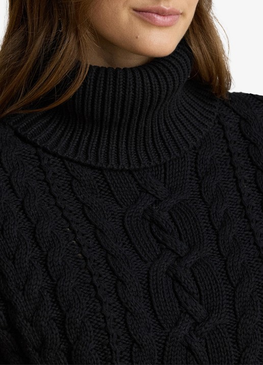Ralph Lauren Kabelgebreide trui met col - detail 5 zwart