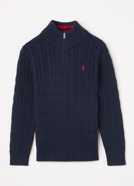 Ralph Lauren Kabelgebreide trui met halve rits