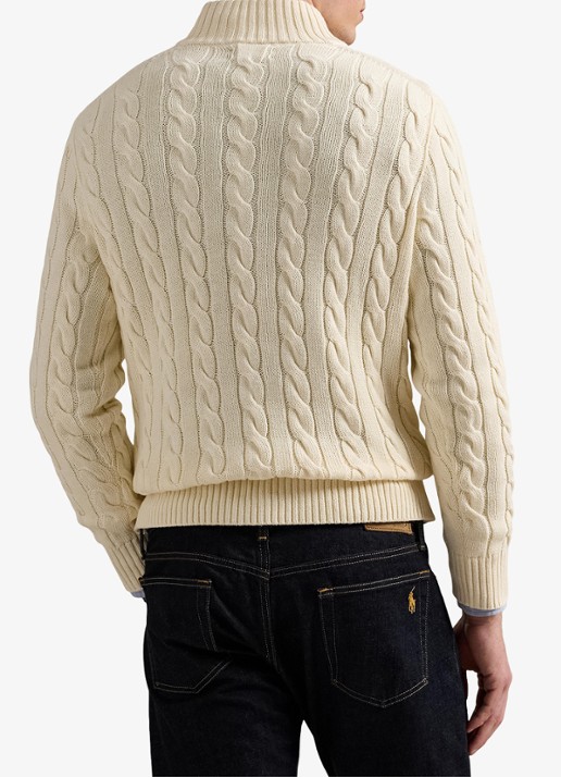 Ralph Lauren Kabelgebreide trui met halve rits - achterkant 5 andover cream / creme