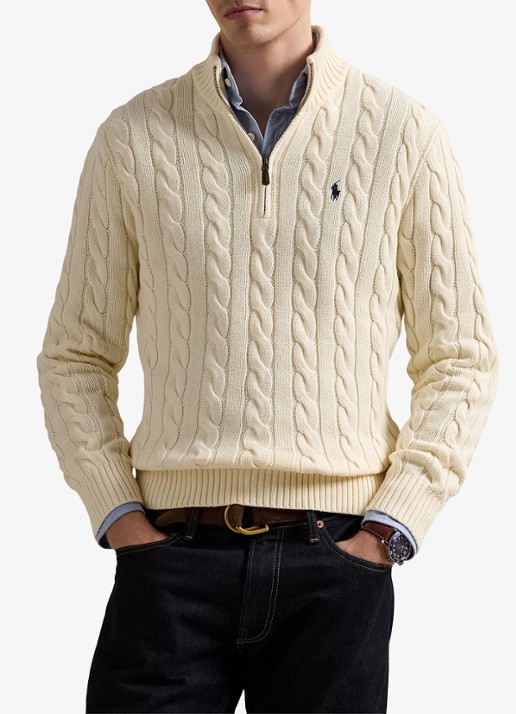 Ralph Lauren Kabelgebreide trui met halve rits