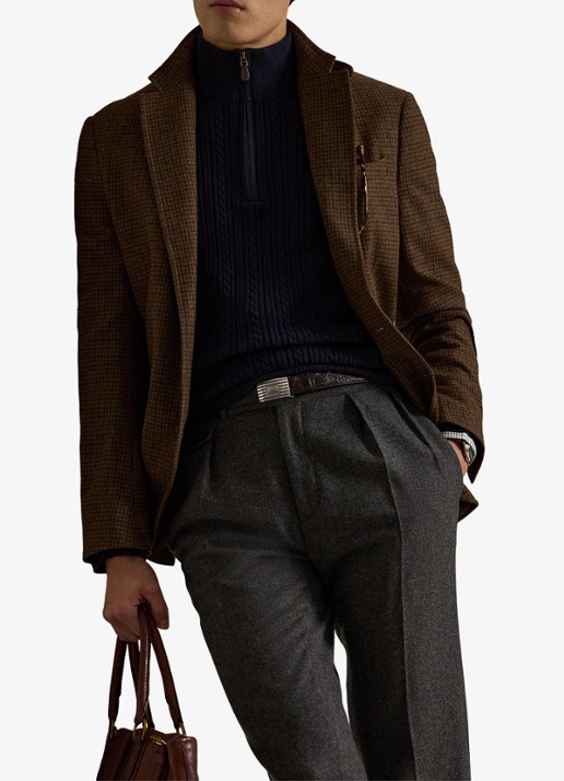 Ralph Lauren Kabelgebreide trui met halve rits - detail 5 blauw