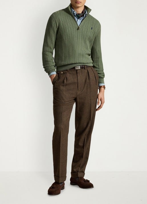 Ralph Lauren Kabelgebreide trui met halve rits
