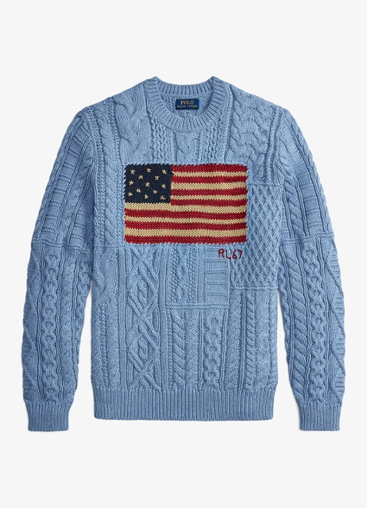 Ralph Lauren Kabelgebreide trui met ingebreid patroon - voorkant 3 light blue combo-4536
