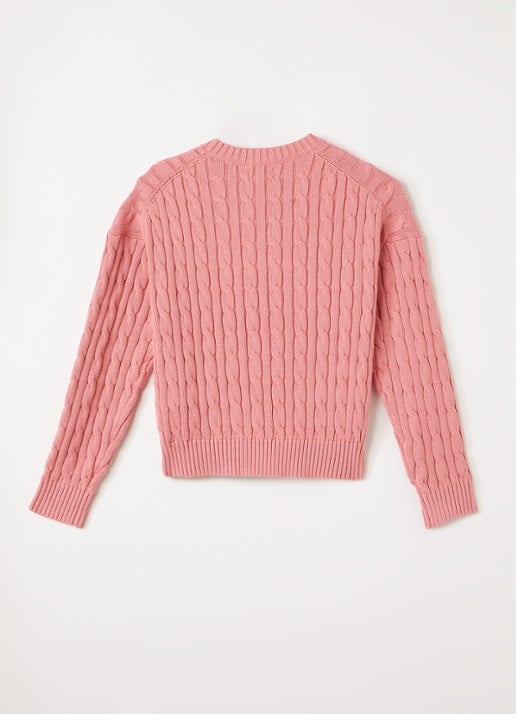Ralph Lauren Kabelgebreide trui met logo - voorkant 3 roze