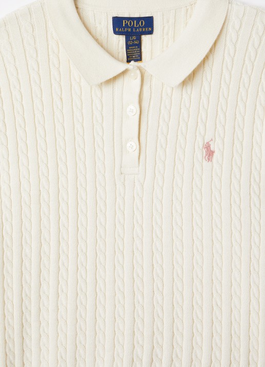 Ralph Lauren Kabelgebreide trui met logoborduring - detail 3 gebroken wit