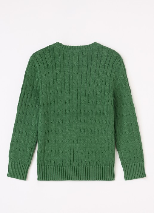 Ralph Lauren Kabelgebreide trui met logoborduring - voorkant 3 donkergroen